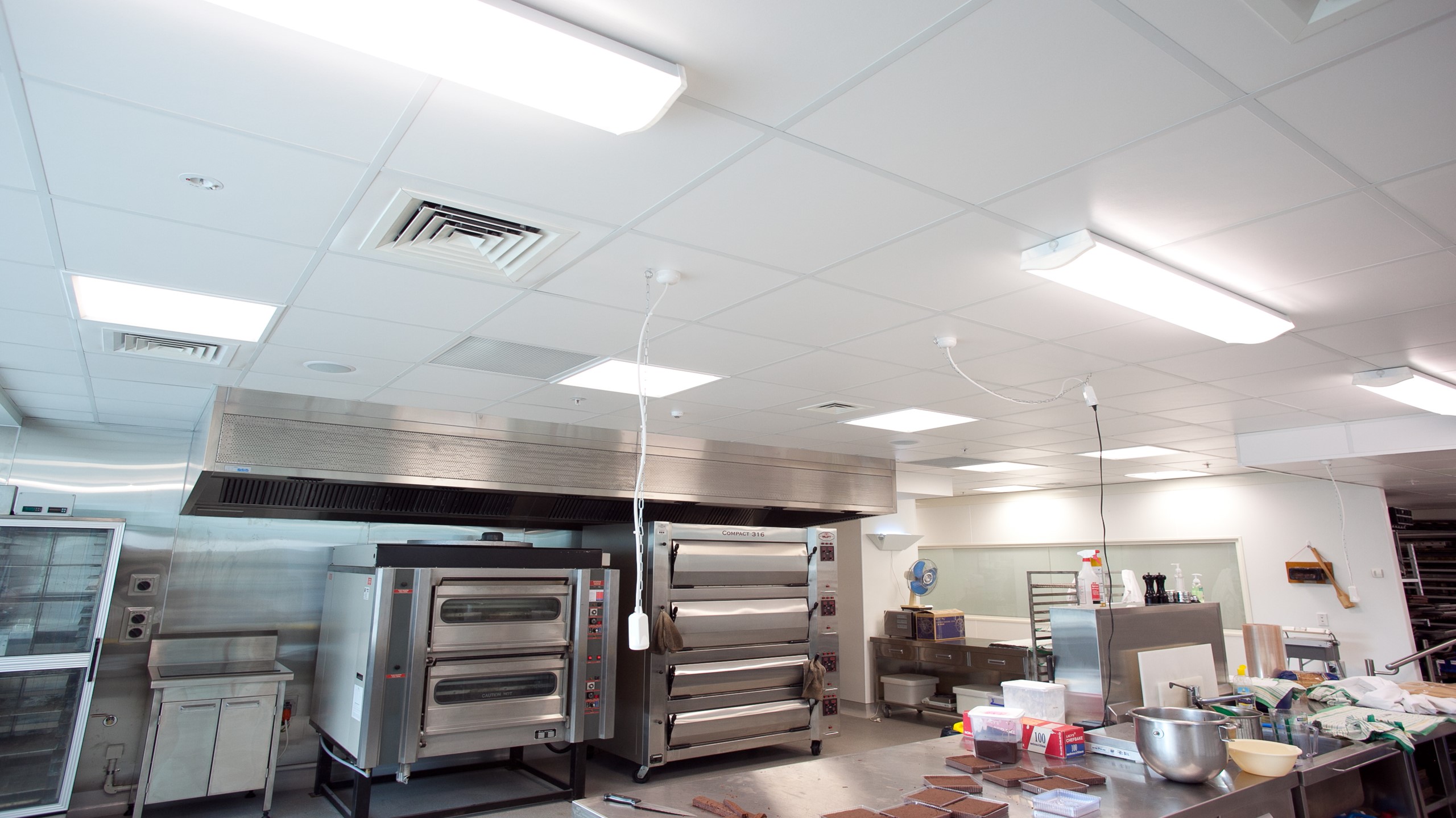 Goodman Feilding food tech training room showing Triton Hygiene 25™nstalled into a grid & tile system.
